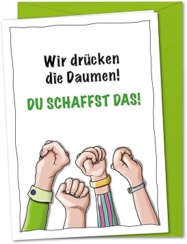 Karte Daumen drücken - gemeinsam viel Glück und Erfolg wünschen, Du ...